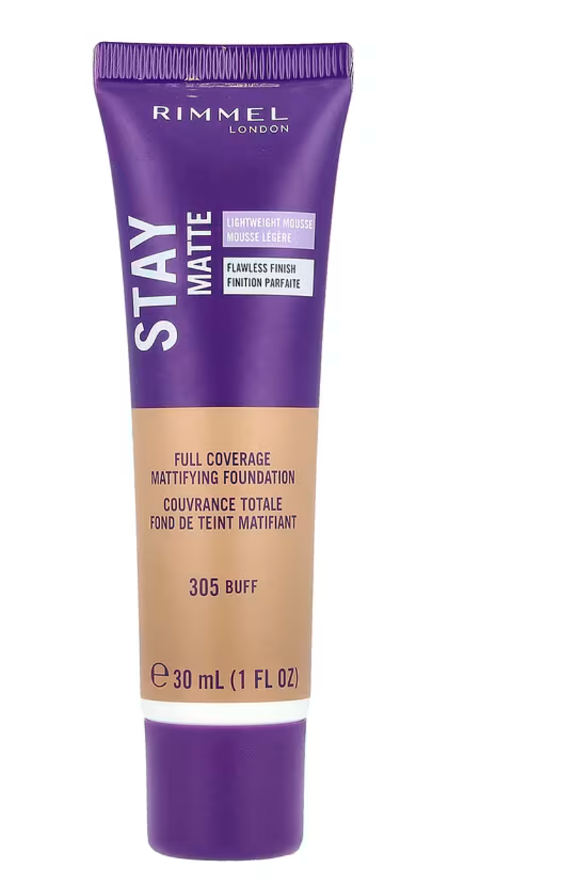 Rimmel London, Stay Matte, Full Coverage Mattifying Foundation, 305 Buff, 1 fl oz (30 ml)