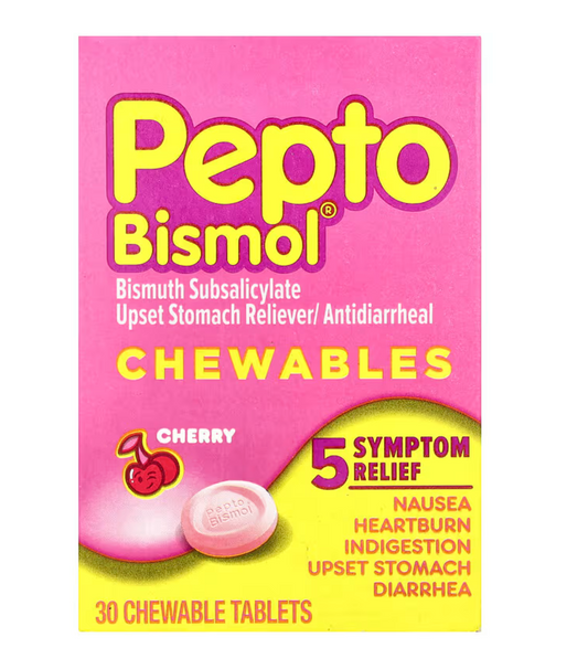 Pepto Bismol, Chewables, Cherry, 30 Chewable Tablets