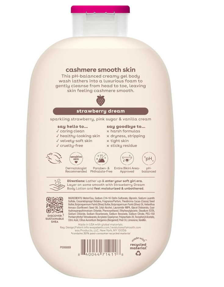 Eos Cashmere Body Wash Strawberry Dreams 16 fl oz | UK Seller