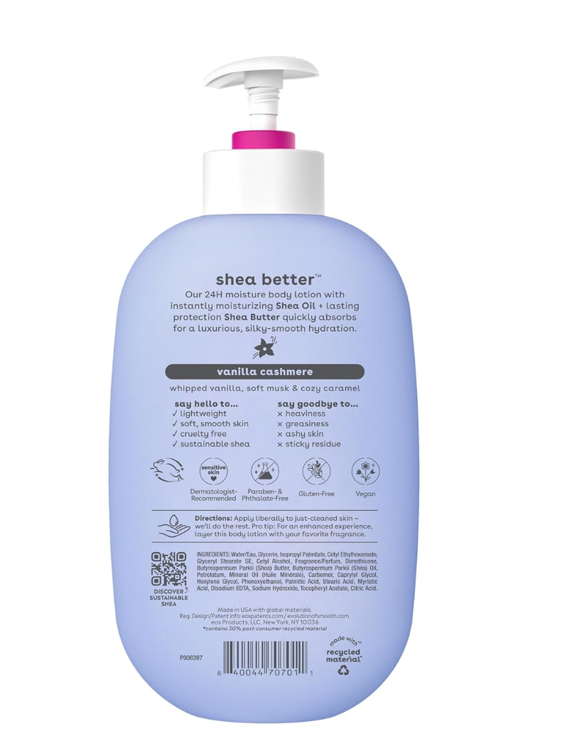 eos Shea Better Body Lotion – Vanilla Cashmere 473 ml | UK Stock & Free Delivery