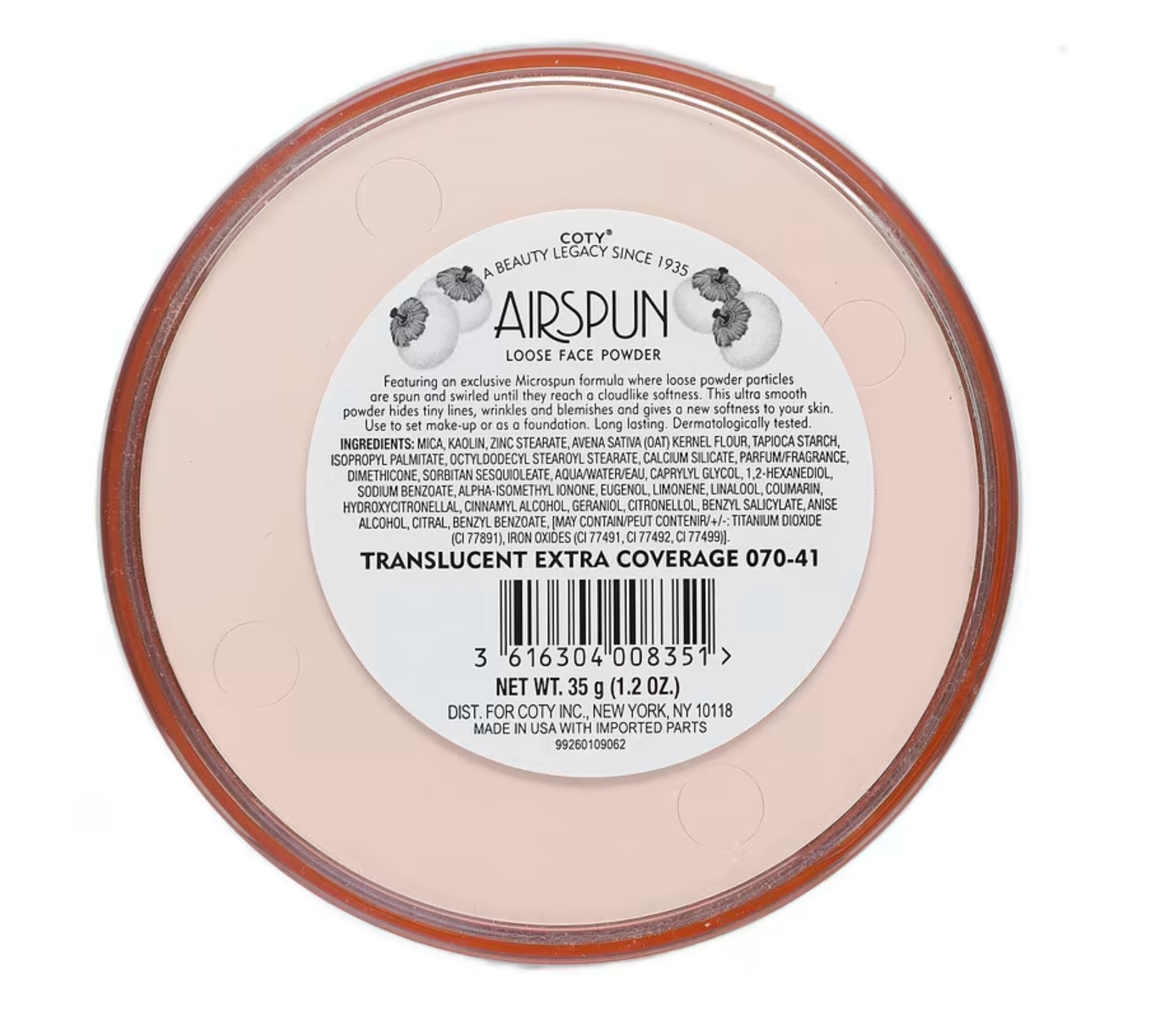 Airspun, Loose Face Powder, Translucent Extra Coverage 070-41, 1.2 oz (35 g)