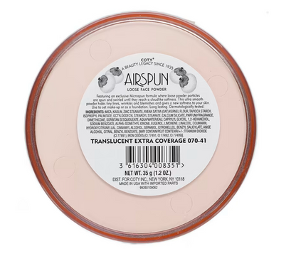 Airspun, Loose Face Powder, Translucent Extra Coverage 070-41, 1.2 oz (35 g)