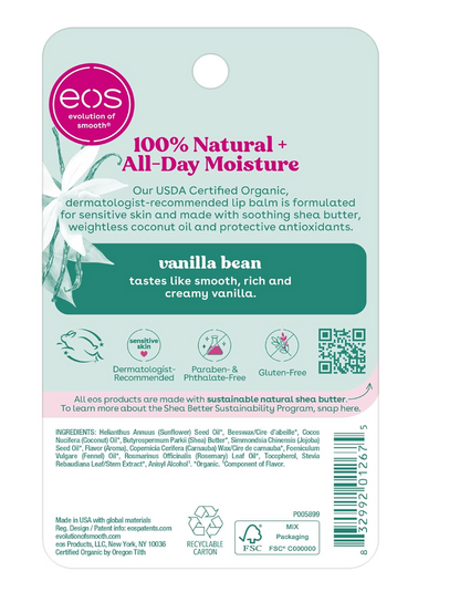 eos Organic Lip Balm Sticks – Vanilla Bean (2-Pack)