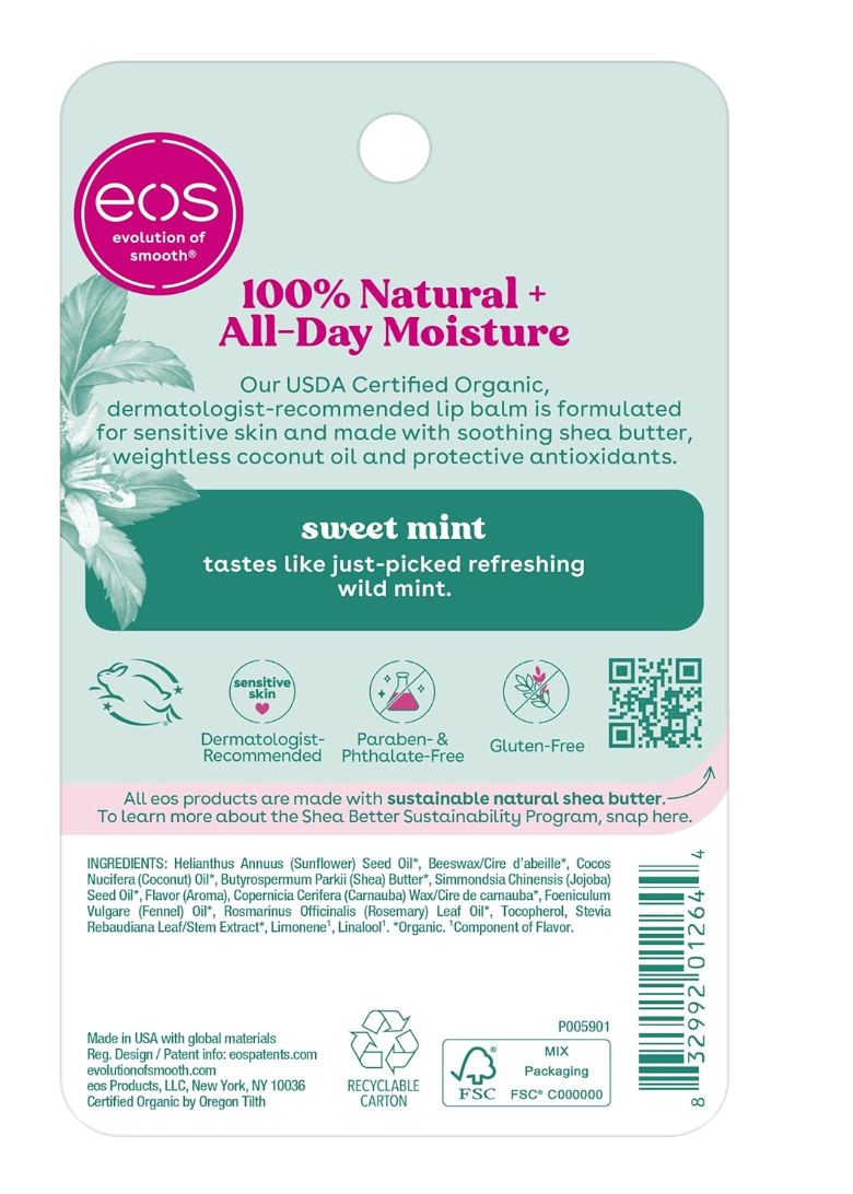 eos Organic Lip Balm Sticks – Sweet Mint (2-Pack)