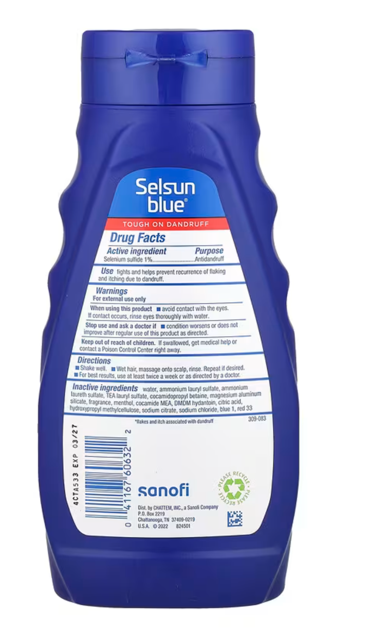 Selsun Blue, Antidandruff Shampoo, Medicated, 11 fl oz (325 ml)