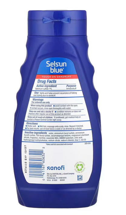 Selsun Blue, Antidandruff Shampoo, Medicated, 11 fl oz (325 ml)