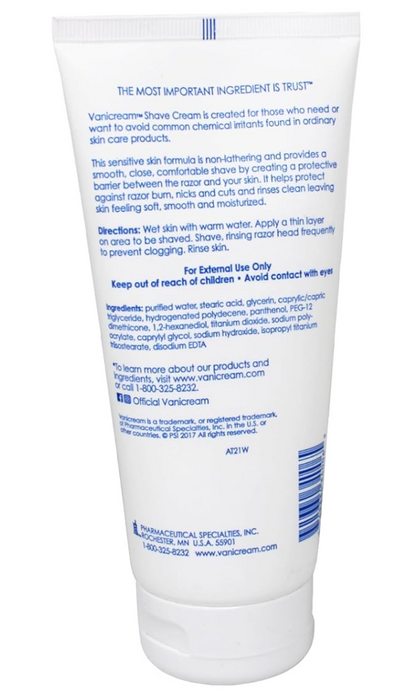 Vanicream Shave Cream ,Fragrance, and Gluten Free , For Sensitive Skin , 6 Ounce