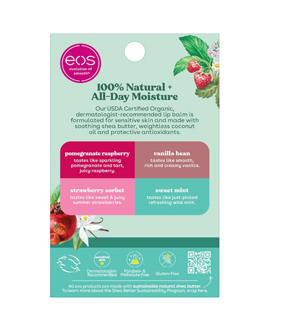 eos Organic Lip Balm Sticks – 4 Pack (Strawberry, Vanilla, Mint & Pomegranate)