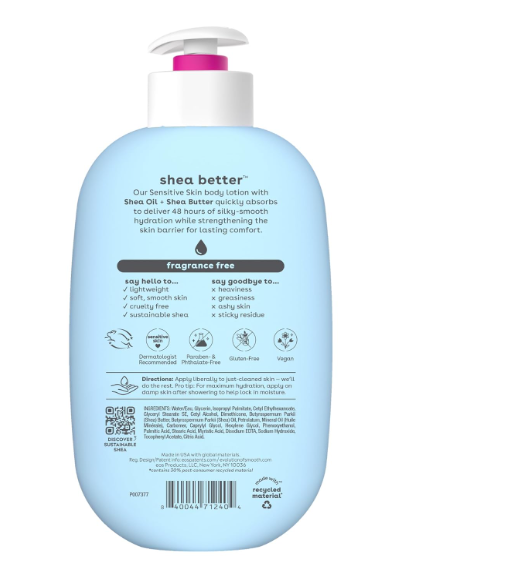 eos Shea Better Sensitive Body Lotion Fragrance Free 16 fl oz