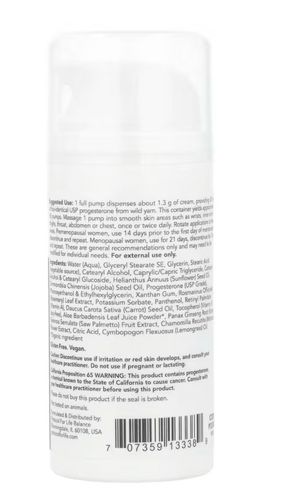 Protocol for Life Balance, Progesterone, Balancing Skin Cream, Unscented, 3 oz (85 g)